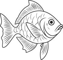 Fish black outline. Vector icon.