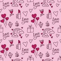 Seamless vector pattern with simple doddle elements for Valentines day.