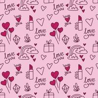 Seamless vector pattern with simple doddle elements for Valentines day.