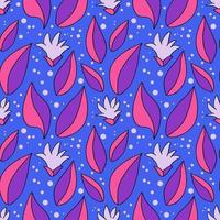 Flowers and leaves seamless pattern vector