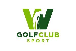 Vector initials letter W with golf creative geometric modern logo design.