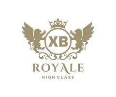 Golden Letter XB template logo Luxury gold letter with crown. Monogram alphabet . Beautiful royal initials letter. vector