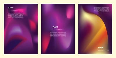 Colorful fluid mesh gradient poster design set copy space vector