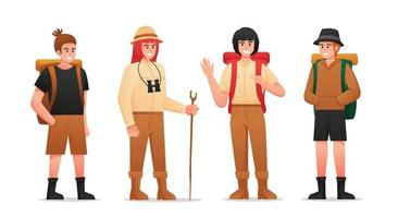 Characters of camping traveling people vector illustration