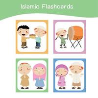 Cute Islamic sticker images. Islamic sticker collections. Colorful printable sticker for preschool. Colorful flashcards. Vector illustration.