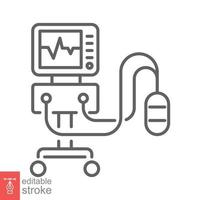 Medical ventilator line icon. Simple outline style. Artificial ventilation of the lungs concept. Thin line symbol. Vector illustration isolated on white background. Editable stroke EPS 10.