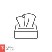 Tissue napkin box icon. Simple outline style. Tissue box, wipe paper, clean and health concept. Thin line symbol. Vector illustration isolated on white background. Editable stroke EPS 10.