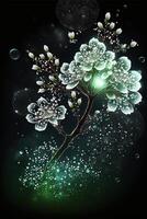 The background starlight twinkles bright light green plum. photo