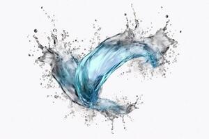 Blue water splash isolated on white background. Abstract watercolor background. photo