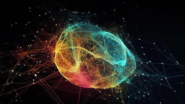 abstract digital technology concept, connection lines and dots photo