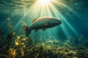 Underwater scene with fish and corals photo