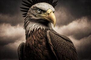 eagle portrait with cloudy sky background photo