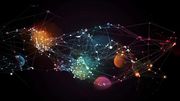 abstract digital technology background with connection lines and dots photo