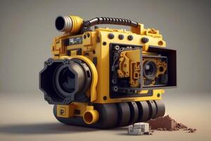 unique black and yellow cube camera photo