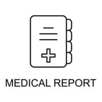 médico reporte línea vector icono