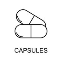 medicine capsules line vector icon