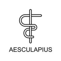 Aesculapius line vector icon