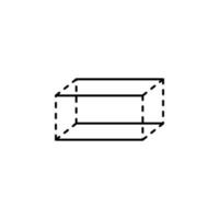 3d rectangle with dashed edges vector icon