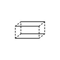 3d rectangle with dashed edges vector icon