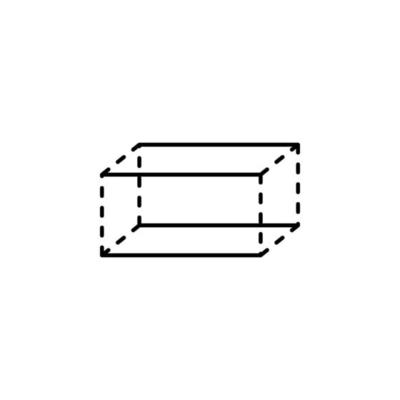 3d rectangle with dashed edges vector icon