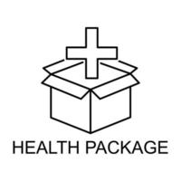 salud paquete línea vector icono