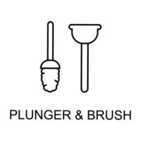 plunger and brush vector icon