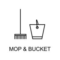 mop and bucket vector icon