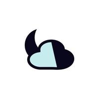 crescent moon and cloud vector icon