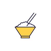 rice with chopsticks vector icon