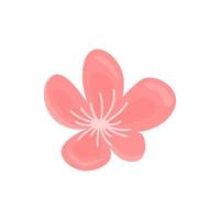 Nature background with blossom branch of pink flowers and butterfly vector icon