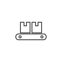 boxes on the conveyor belt outline vector icon