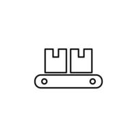 boxes on the conveyor belt outline vector icon