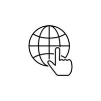 finger on the globe outline vector icon