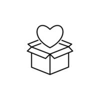 caja con un corazón contorno vector icono