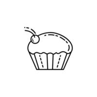 taza pastel con Cereza oscuridad estilo vector icono
