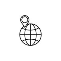 pin on the globe outline vector icon