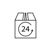 24 hours delivery parcel outline vector icon