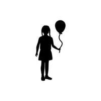 girl with balloon silhouette vector icon