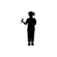 girl with microphone silhouette vector