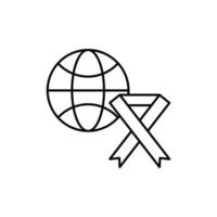 Ribbon cancer globe vector icon