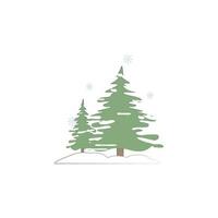 Pine tree snow winter colored vector icon