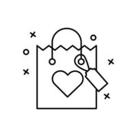 Gift, heart bag vector icon