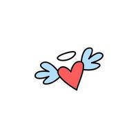 Valentine's Day, heart, wings vector icon