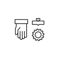 support, hand, gear vector icon