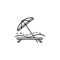 chaise longue and umbrella dusk style vector icon