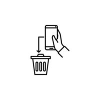 Discard, hand, trash, smartphone vector icon