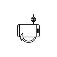 Smartphone, hook, fraudulent vector icon