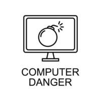 computer in danger vector icon