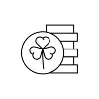 Coin, clover vector icon