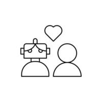 Robotic heart love technology vector icon